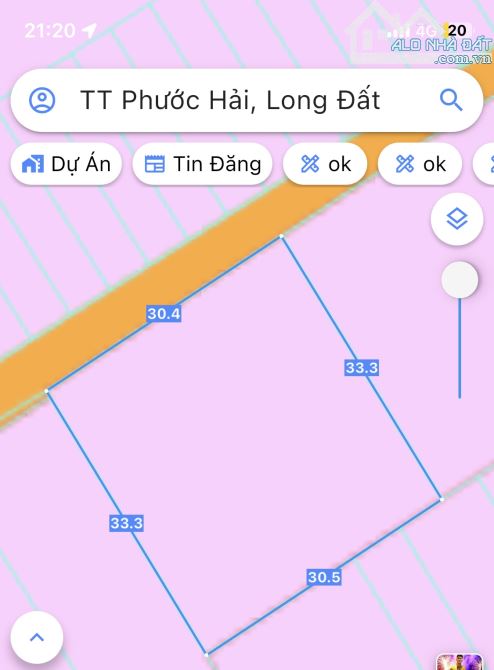 thị trấn Phước Hải-dt 1000M2 - 30M mặt tiền-(30x33) đất phủ hồng-sổ sẵn-giá 3tyx