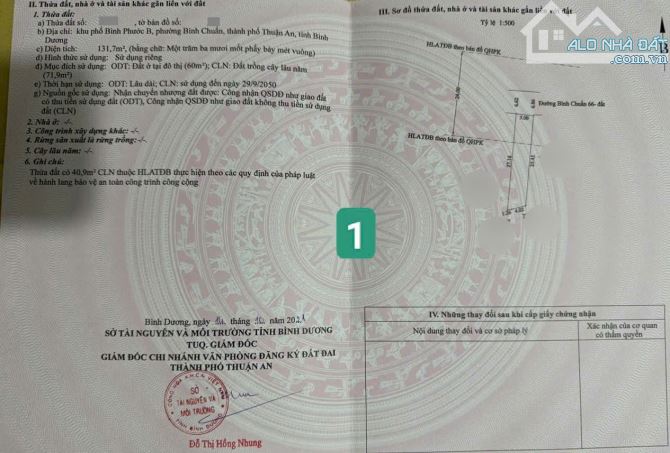 Bán đất 5x27.2m, mặt tiền Bình Chuẩn 66 p.Bình Chuẩn - 1