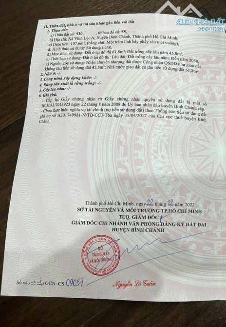 Bán đất mặt tiền đường Quách Điêu, ấp 6, Vĩnh Lộc A, Bình Chánh - 2