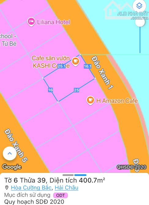 CHO THUÊ ĐẤT ĐẢO XANH 1 400M2 - VIEW SÔNG VIP - HẢI CHÂU