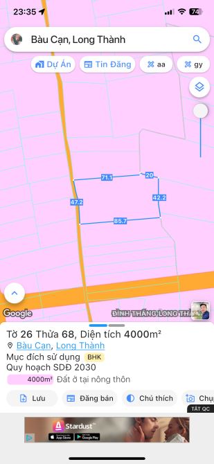 Bán 4 sào khu bàn cờ bàu cạn giá mềm cho nhà đầu tư