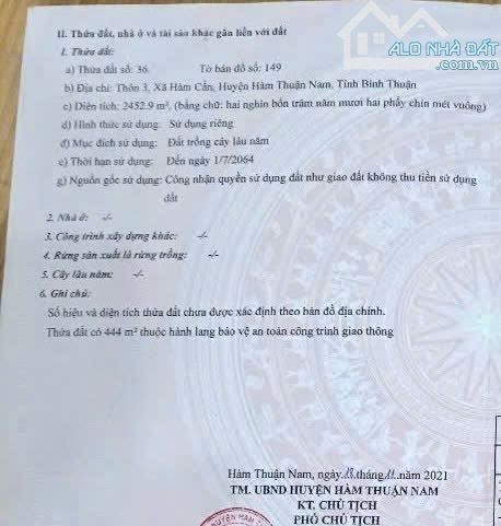 BÁN ĐẤT VƯỜN MẶT TIỀN NHỰA TẠI XÃ HÀM CẦN - 3