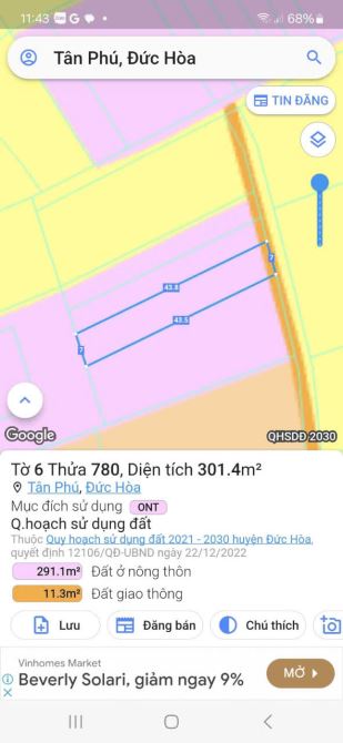 Bán lô đất full thổ cư, Đức Hòa Long An gần Vin Hậu Nghĩa giá cực rẻ