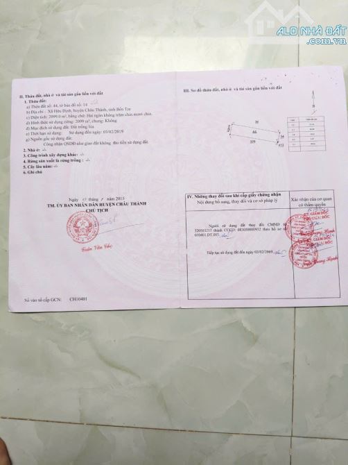 CẦN BÁN ĐẤT HỮU ĐỊNH CHÂU THÀNH BẾN TRE