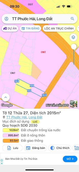 CÁCH TRỤC CHÍNH TỈNH LỘ 44B CHỈ 50M- THỊ TRẤN PHƯỚC HẢI - BRVT 🌈DT 2015m2  -300m2 - 4
