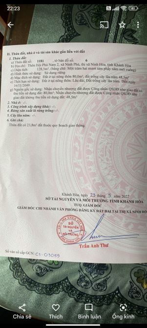 Bán đất view sông Dinh Ninh Hoà  ngang 8m đường rộng 10m giá 1,3 tỷ - 5