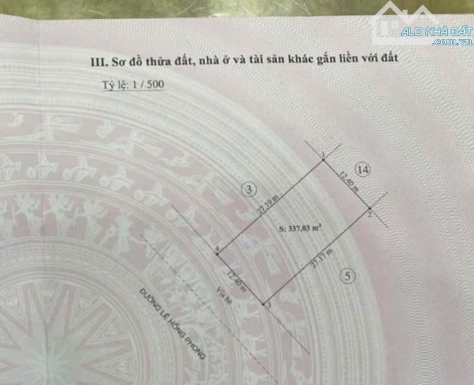 Cần BÁN lô đất SỔ ĐỎ mặt đường Lê Hồng Phong - Giá Đầu Tư