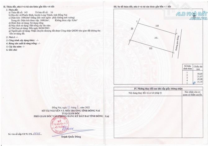 Tôi, Chính chủ bán 1000m2 đất Phước Bình, Long Thành - Giá đầu tư tốt!