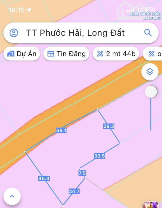 Gần 2000m2- thị trấn Phước Hải- có 58m mặt tiền nhựa, phủ hồng- ra biển 5p Giá 7ty5