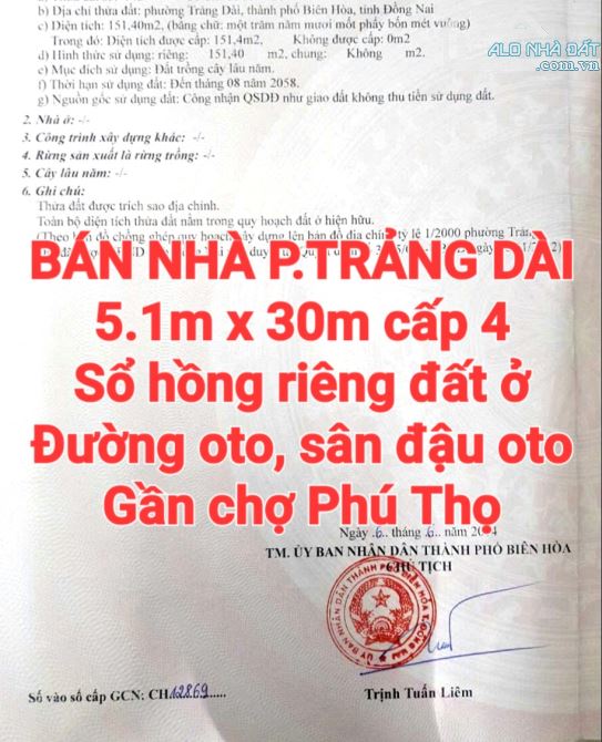 BÁN RẺ NHÀ TRẢNG DÀI, SỔ HỒNG RIÊNG, ĐƯỜNG OTO, SÂN ĐẬU OTO GẦN CHỢ PHÚ THỌ