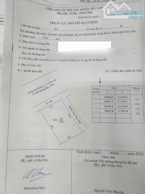 NỀN 22 TỶ MẶT TIỀN Đ TRẦN QUANG KHẢI, P CÁI KHẾ, Q NINH KIỀU, TP. CẦN THƠ. (Sân vận động )