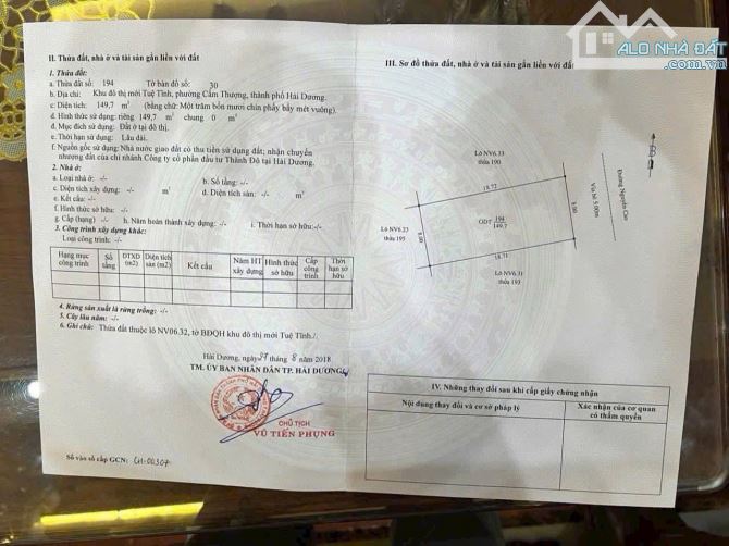 Bán lô đất nhà vườn đường đôi Nguyễn Cao, KHU Tuệ Tĩnh, TP HD, 150m2, mt 8m, 9.x tỷ - 1