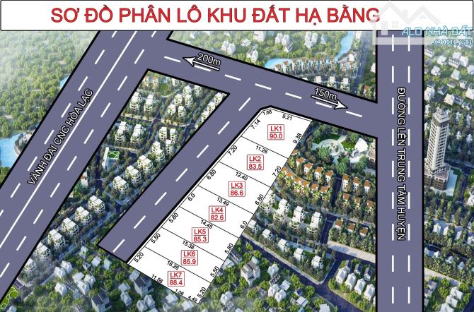HÀNG F0-Hơn 83m Hạ Bằng FULL TC,Mt=7,2m,view đường đôi CNC Hòa Lạc,gần Đại Lộ Thăng Long - 2