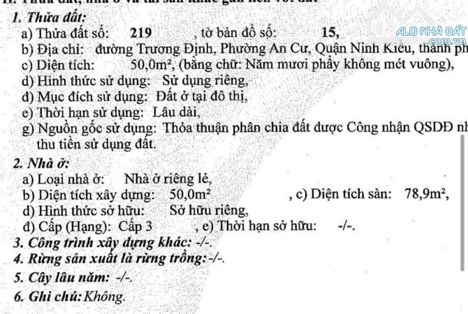 BÁN MẶT TIỀN 5,7 tỷ ĐƯỜNG TRƯƠNG ĐỊNH (gần đường Lý Tự Trọng), Q Ninh Kiều, TP Cần Thơ - 4