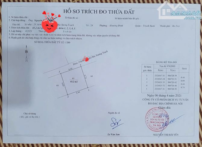 BÁN NHÀ NGÕ XE MÁY TRÁNH – NGÕ 358 BÙI XƯƠNG TRẠCH – 43M² x 3 TẦNG – 4PN – GIÁ 95tr/m2