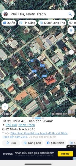 [954m2] 22 x 43 Phú Hội, có 300m2 thổ cư, Vuông vắn, vị trí đẹp, giá đầu tư