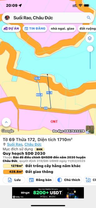 Đất View Hồ Suối Rao - Châu Đức - Đường Nhựa - Sau Giáp Hồ - Gần Nhiều Khu Nghĩ Dưỡng - 1
