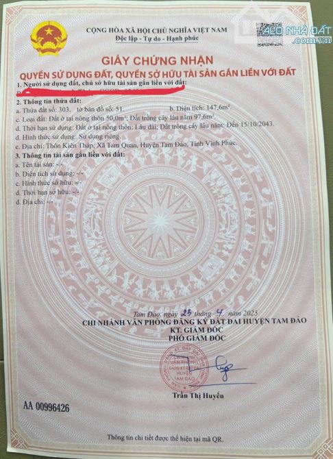 🔥BÁN GẤP LÔ ĐẤT DUY NHẤT RẺ NHẤT TAM ĐẢO GẦN TRƯỜNG CHỢ TT DT147M MT5M GIÁ CHỈ 4xx triệu - 3