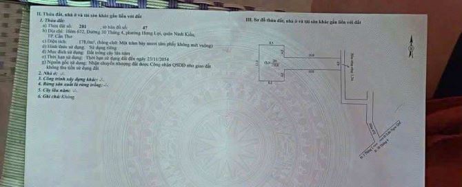 Bán đất 178 m2 hẻm 672 đường 30/4 - 1