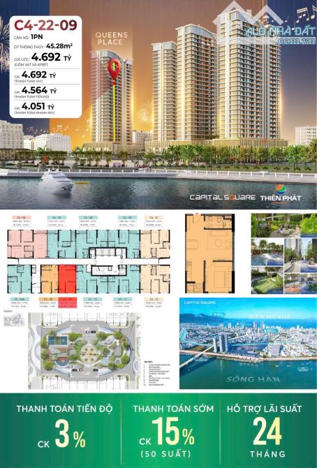 Căn 1PN Siêu VIP – Tầng Cao View Sông Hàn – Giá Cực Tốt Chỉ 4 Tỷ tại Capital Square!