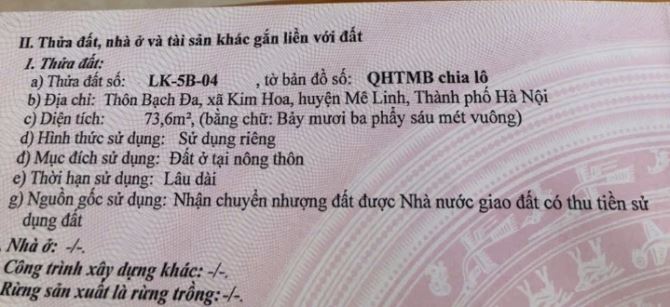 Bán đất đấu giá Bạch Đa Kim Hoa Hà Nôi 74m=4ty050 - 1