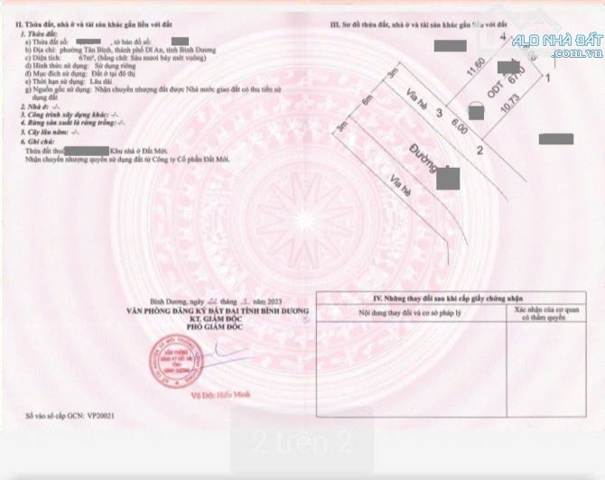 Đất khu dân cư Đất Mới, phường Tân Bình, TP Dĩ An. 2,6 tỷ - 4