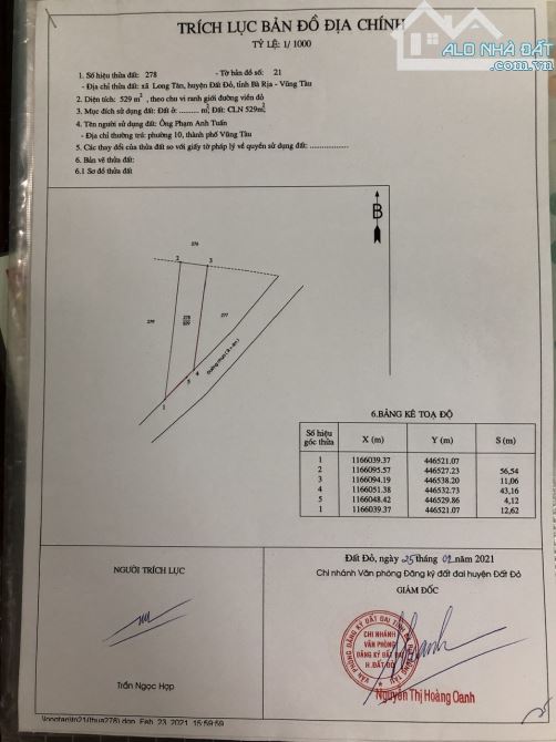 🏡 BÁN ĐẤT MẶT TIỀN ĐƯỜNG NHỰA 9M – LONG TÂN – ĐẤT ĐỎ – BRVT  🔹 Diện tích: 529 m² (15.18 - 5