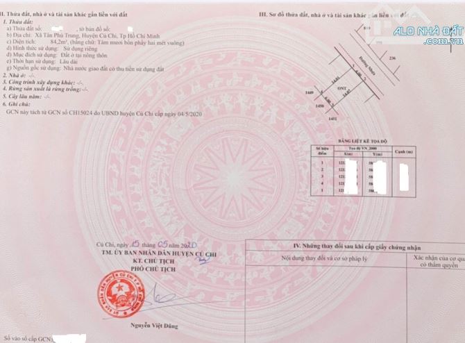 CẦN BÁN LÔ ĐẤT 84M2 ĐƯỜNG NGUYỄN THỊ LẮNG, XÃ TÂN PHÚ TRUNG, CỦ CHI 850 TRIỆU - 6