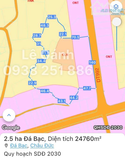 LÔ ĐẤT ĐẸP 2.5 HECTA MẶT TIỀN ĐƯỜNG CHÍNH DT992, LIỀN KỀ KCN ĐÁ BẠC, CÁCH CAO TỐC 10KM - 8