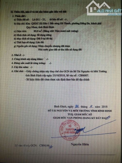 📍 BÁN LÔ ĐẤT MẶT TIỀN HUỲNH TẤN PHÁT – P. QUY NHƠN - DT 80m2 - H.Đông Nam