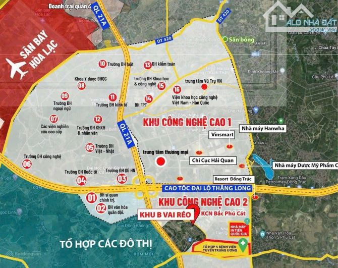 Bán đất Hòa Lạc 250m2,  giá 3,8 tỷ. sổ đỏ chính chủ trung tâm hòa lạc - 1