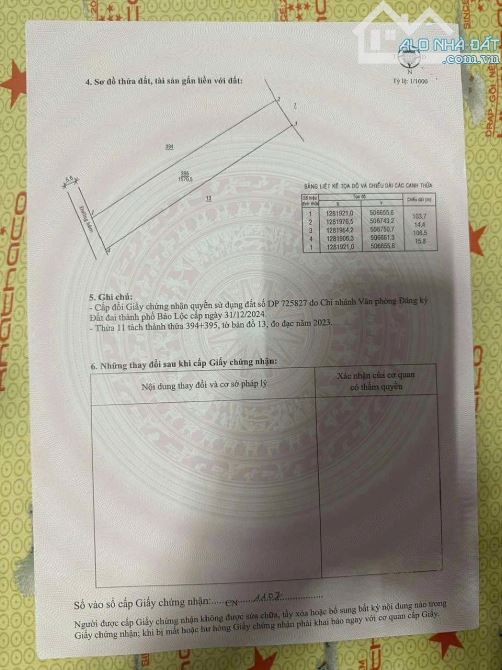 Bán đất gần 1,6 sào hẻm 02 Tản Đà -p1 Bảo Lộc giá 2.3 tỷ - 2