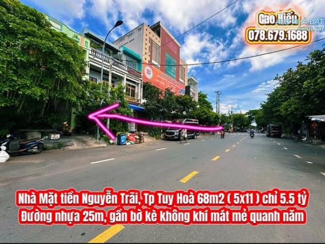 💥Nhà Mặt tiền Nguyễn Trãi, Tp Tuy Hoà 68m2 ( 5x11 ) chỉ 5.5 tỷ