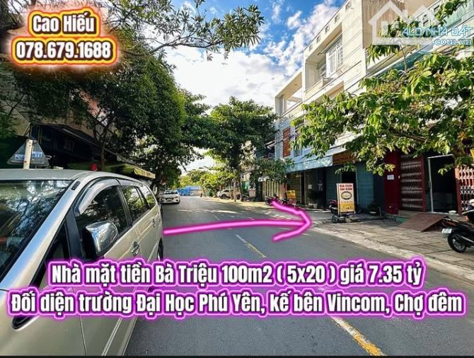 💥Nhà mặt tiền Bà Triệu 100m2 ( 5x20 ) giá 7.35 tỷ. Trung tâm thành phố Tuy Hòa