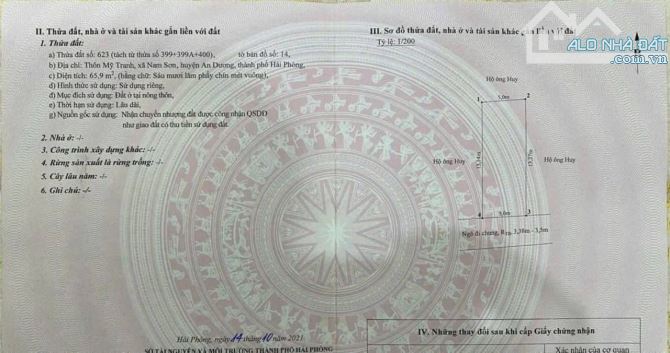 MR Đ.ANH- BÁN LÔ ĐẤT ĐẸP - MỸ TRANH, AN DƯƠNG, HẢI PHÒNG Giá chỉ: 1,33 tỷ