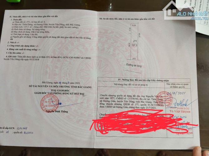 Bán đất thôn Dung Hương Gián bắc giang ( bắc ninh mới ) , 137m², ô tô tránh, gần trung tâm