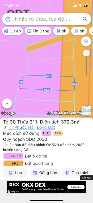Phước Hải- trục chính mặt tiền kinh doanh- ngay ngã tu tỉnh lộ 44b-dt:390m2-10mx39m-73 tc