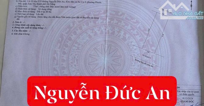 Bán đất MT Nguyễn Đức An Phước Mỹ Sơn Trà
