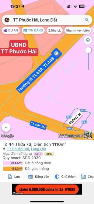 CẦN THANH LÝ GẤP LÔ ĐẤT TT PHƯỚC HẢI - LONG ĐẤT - BRVT - 3