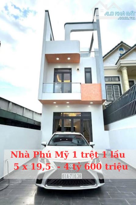 Nhà 1 trệt 2 lầu dx23  Phú Mỹ: 5 x 19,5 Mới 100%