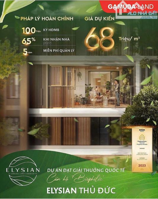 Căn hộ xanh cao cấp Thủ Đức còn sót lại giá trung bình chỉ 68tr/m²