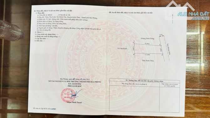 Bán lô đất 91,5m2 ngang 5m đường trục thôn xã Minh Tân Kiến Thụy Hải Phòng - 1