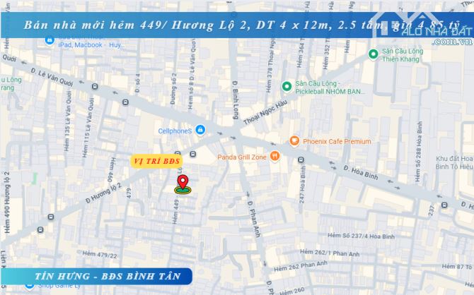 Bán nhà mới hẻm 449/ Hương Lộ 2, DT 4 x 12m, 2.5 tấm, 4.85 tỷ gần chợ Phan Anh - 2
