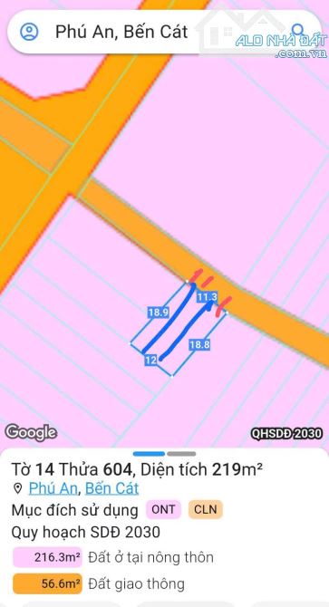 BÁN ĐẤT tặng 03 CĂN NHÀ, MT DH609, PHÚ AN, TP.BẾN CÁT, DT:11,3x18,8, TC100%, SHR, 1,950 TỶ - 4