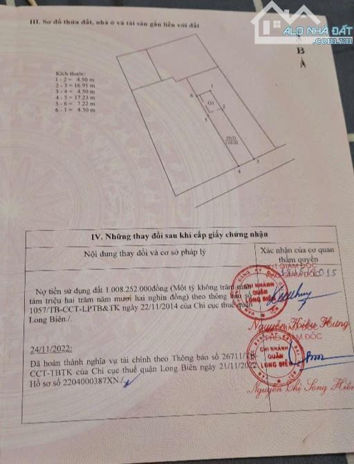 ĐẤT GIA THƯỢNG THƯỢNG THANH 110M2 MT:4,5M MẶT ĐÊ Ô TO TRÁNH DỪNG ĐỖ-SỔ ĐỎ FULL THỔ CƯ . - 4