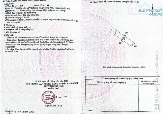 * Gia Lộc - Đông Anh - 67.6m -MT=Hậu: 4m - 7