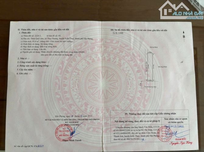 Lô Góc 93m2 Quế Lâm - xã Kiến Hưng ( Quế Lâm )