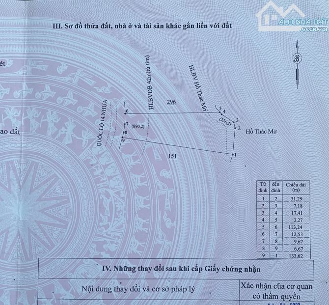 Bán đất MT QL 14 view hồ Thác Mơ rất đẹp, thích hợp làm nghỉ dưỡng