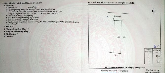 Bán Lô Đất 118m2 Hẻm Ôto Nguyễn Thái Học Trảng Dài TP Biên Hòa