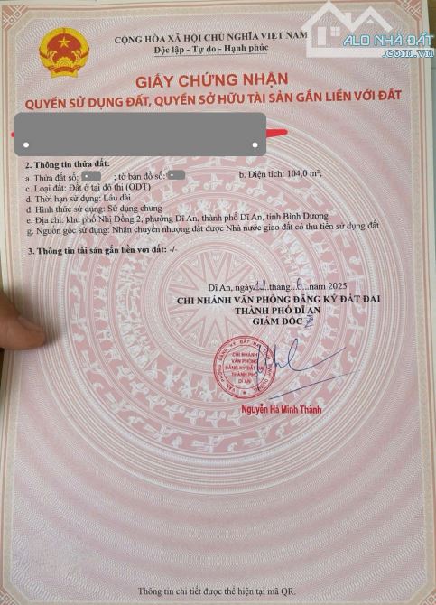 Bán đất 4.5x23.1m, đường S Trung Tâm Hành Chính Dĩ An p.Dĩ An - 2